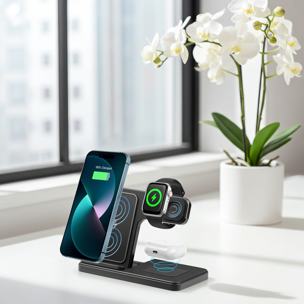 3 In 1 Magnetic Wireless Charger Stand 15W Fast Charging Dock Station Multiple Devices