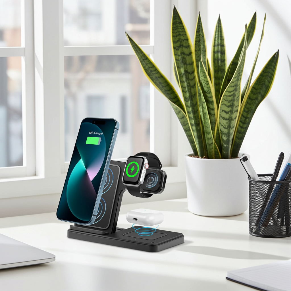 3 In 1 Magnetic Wireless Charger Stand 15W Fast Charging Dock Station Multiple Devices